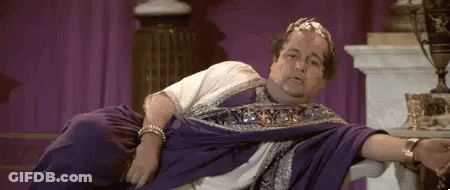 Roman Emperor Sitting With Arms Crossed GIF