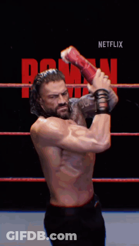 Roman Reigns Poster Man In Ring GIF