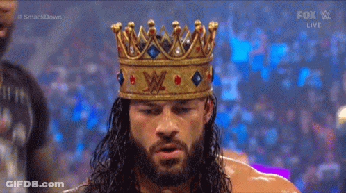 Roman Reigns Wearing Crown During Smackdown Match GIF