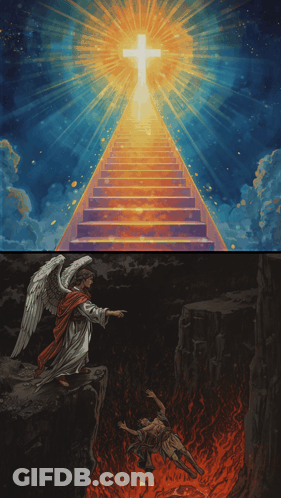 Romans 6V23 Is Written Above A Picture Of A Staircase GIF