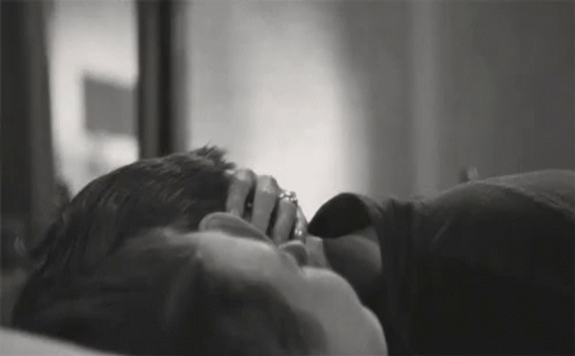 Romantic Couple Sweet Caressing In Bed GIF