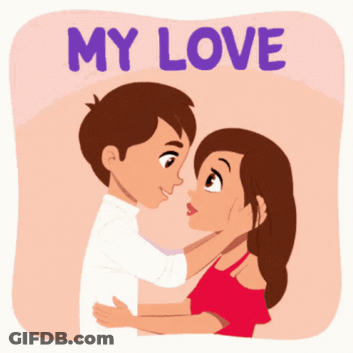 Romantic Forehead Kiss Animation GIF
