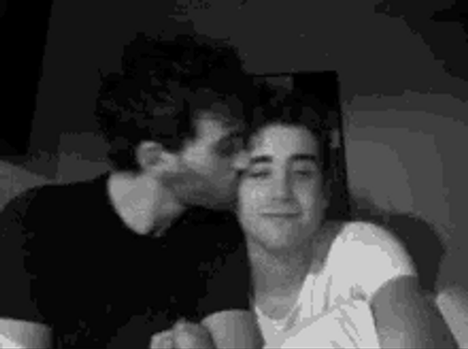 Romantic Gay Love Couple Kiss Cheeks GIF