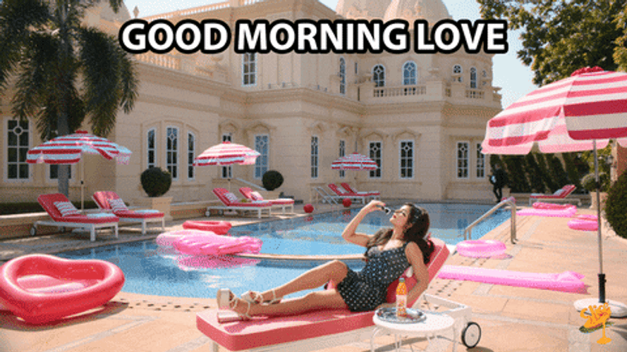 Romantic Good Morning Love Poolside Sunbathing GIF
