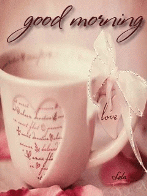 Romantic Good Morning Sparkling Ribbon Flying Roses GIF