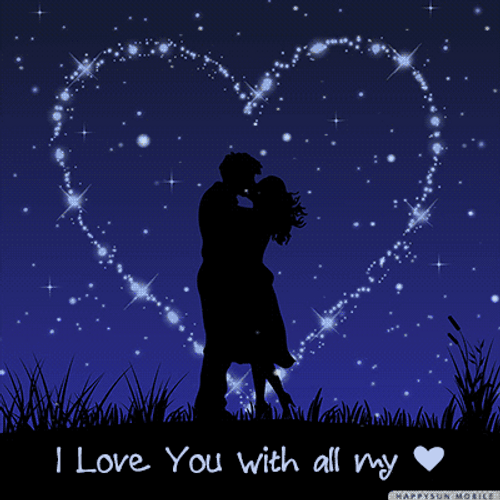 Romantic Good Night My Love Moonlight Kissing GIF