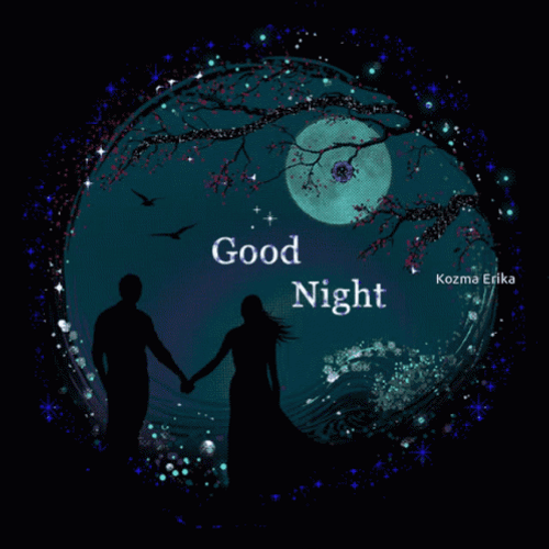 Romantic Good Night Shadow Couple Holding Hands GIF