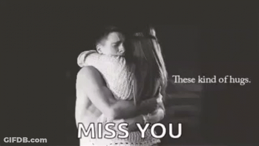 Romantic Hug Miss You Black And White Meme GIF