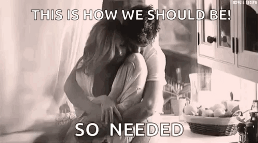 Romantic I Love You Kitchen Cuddles GIF