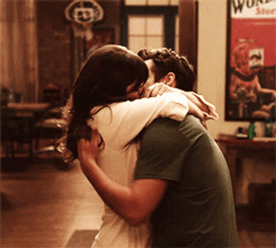 Romantic Kiss Nick Jess New Girl GIF