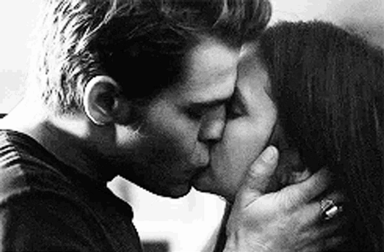 Romantic Kiss Stefan Elena TVD GIF