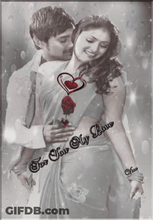 Romantic Love In Glowing Rain GIF