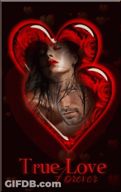 Romantic Love Poster With Flashing Hearts GIF