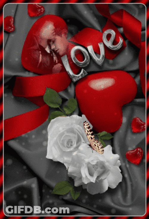 Romantic Love With Flapping Butterfly GIF