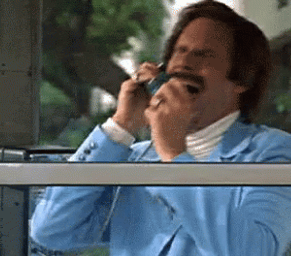 Ron Burgundy Cry Laugh Telephone Booth Anchorman GIF