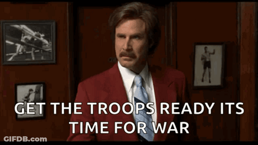 Ron Burgundy Troops Getting Ready GIF