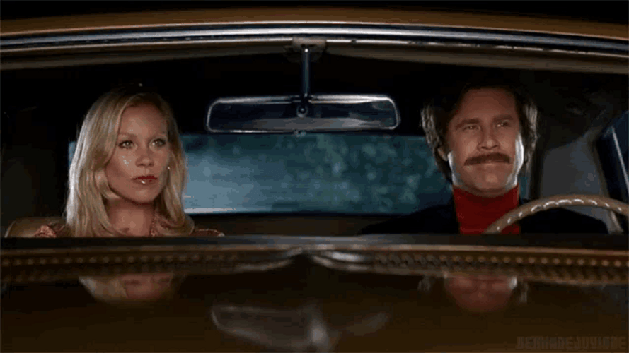 Ron Burgundy Veronica Corningstone Anchorman Date Car GIF
