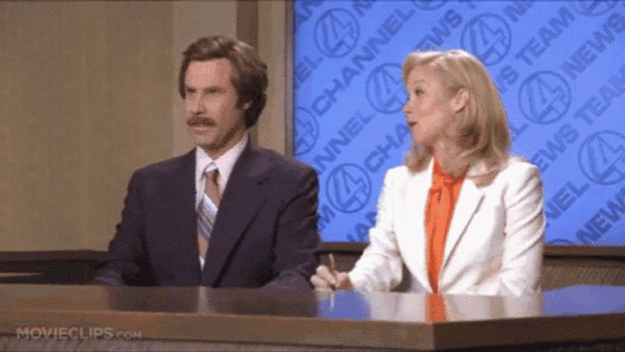 Ron Burgundy Veronica Corningstone TV News Report GIF