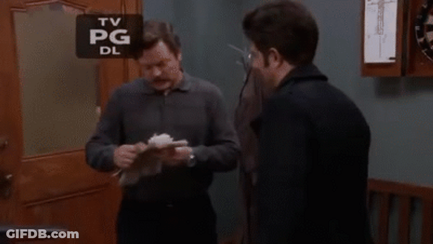 Ron Swanson Ben Wyatt Reading Letters GIF