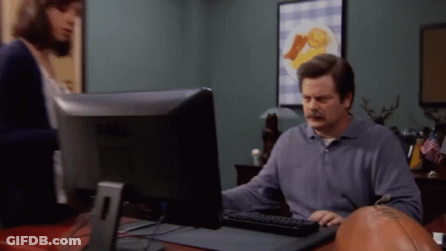 Ron Swanson Computer Featuring Notification GIF