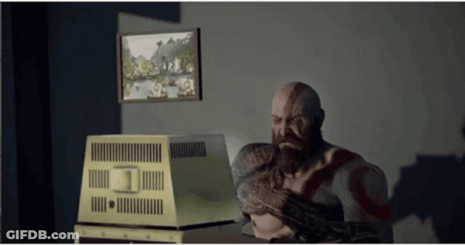 Ron Swanson Computer God Of War Kratos GIF