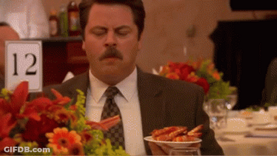 Ron Swanson Eating Shrimp GIF