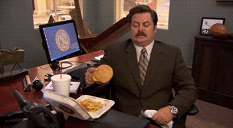 Ron Swanson Hungry Funny Burger Throw GIF