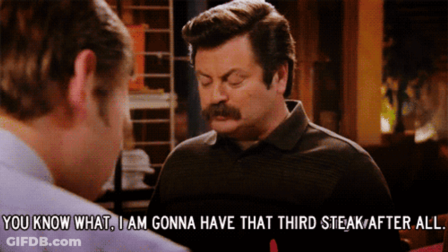 Ron Swanson Third Steak Parks And Recreation GIF