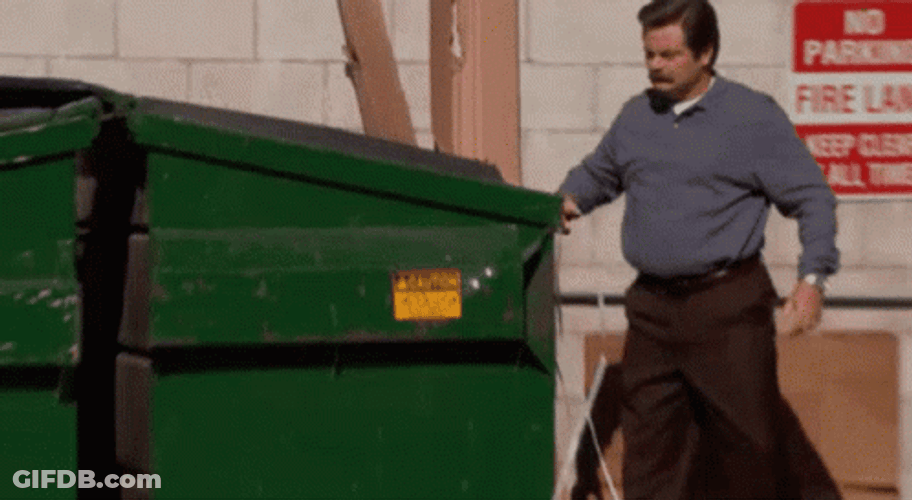 Ron Swanson Throwing Computer In Reverse GIF