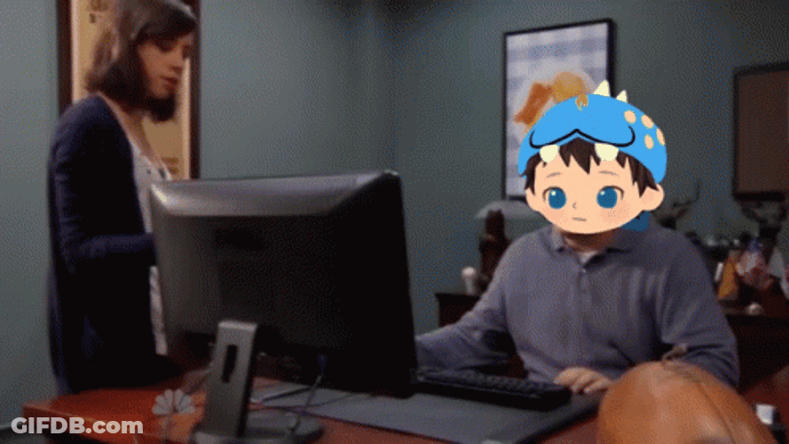 Ron Swanson With Cartoon Boy Head Computer GIF