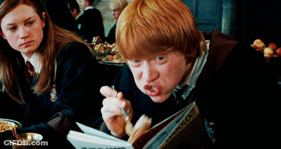 Ron Weasley Reading Eating GIF