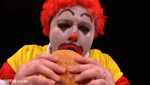 Ronald McDonald Eating Hamburger GIF
