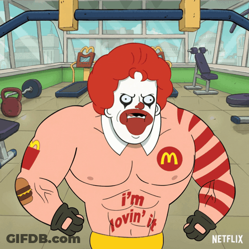 Ronald Mcdonald Flexing Muscles GIF