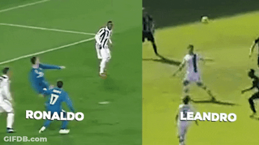 Ronaldo Free Kick Split Screen GIF