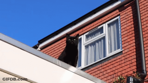 Roof With Hole And Cloudy Sky GIF