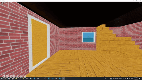 Room With Brick Walls And Window On Computer Screen GIF