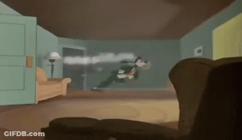 Room With Couch Chair And Cartoon Character GIF