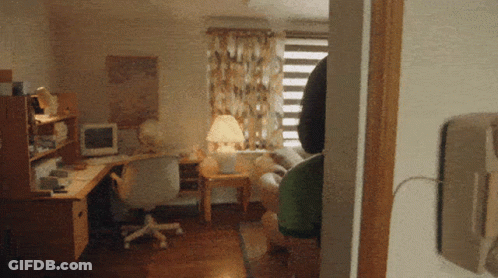 Room With Desk Chair And Computer GIF
