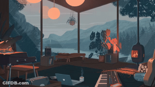 Room With Laptop And Keyboard GIF