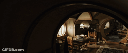 Room With Rug And Circular Doorway GIF