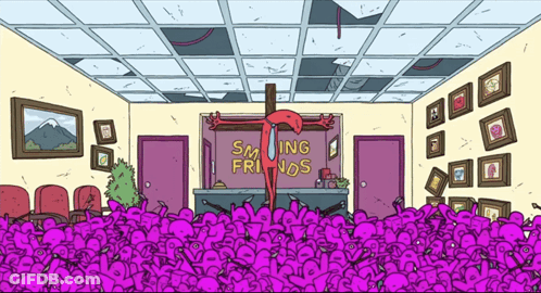 Room With Smiling Friends Sign GIF