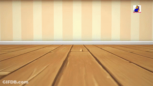 Room With Wooden Floor And Striped Wallpaper GIF