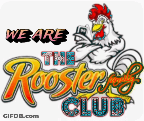 Rooster Club Logo Rooster Holding Phone GIF