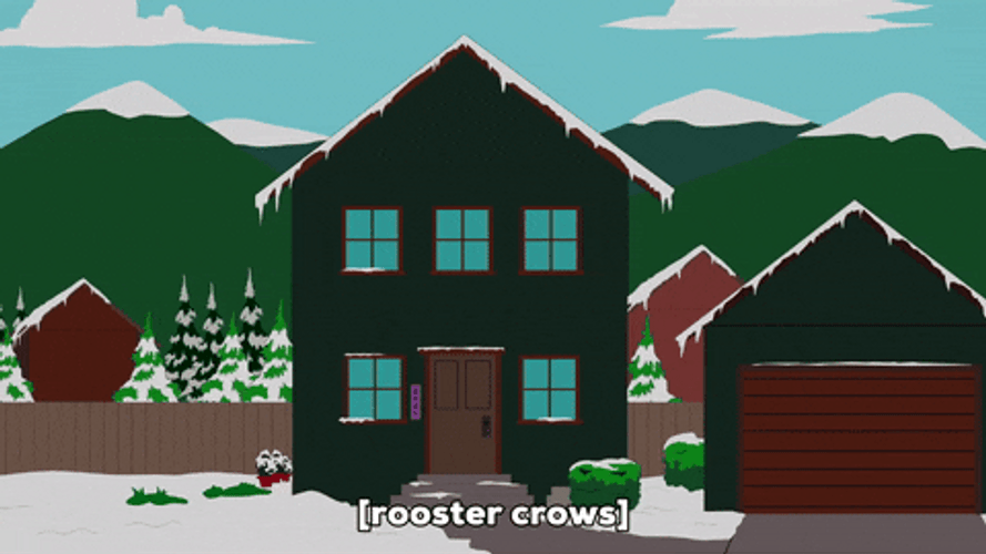 Rooster Crowing 2 Storey Black House GIF