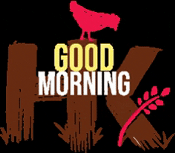 Rooster Crowing Calligraphy Good Morning GIF