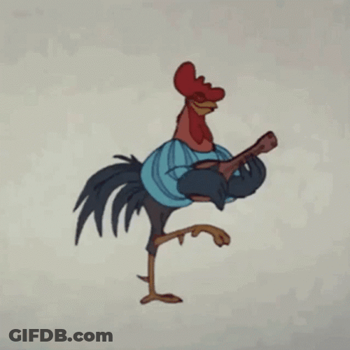 Rooster Crowing While Holding Guitar GIF