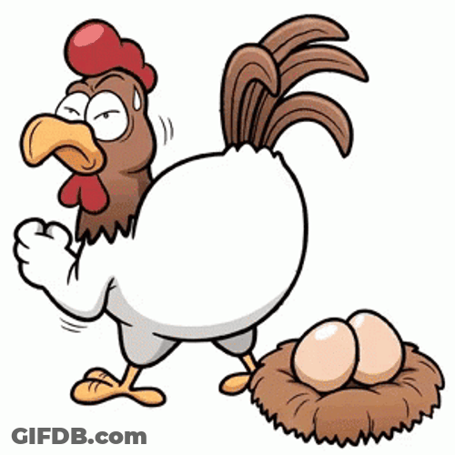 Rooster Laying Tag Egg GIF