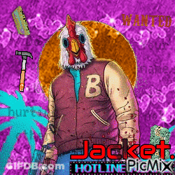 Rooster Wearing Letter B Jacket Holding Gun GIF