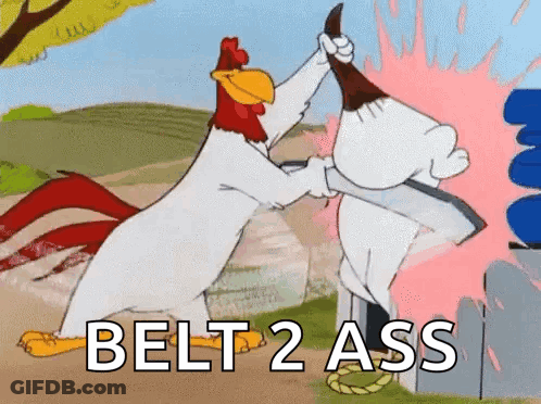 Roosters Fighting Saying Belt 2 Ass GIF