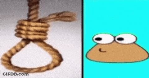 Rope Hanging Next To Cartoon Character With Big Eyes GIF